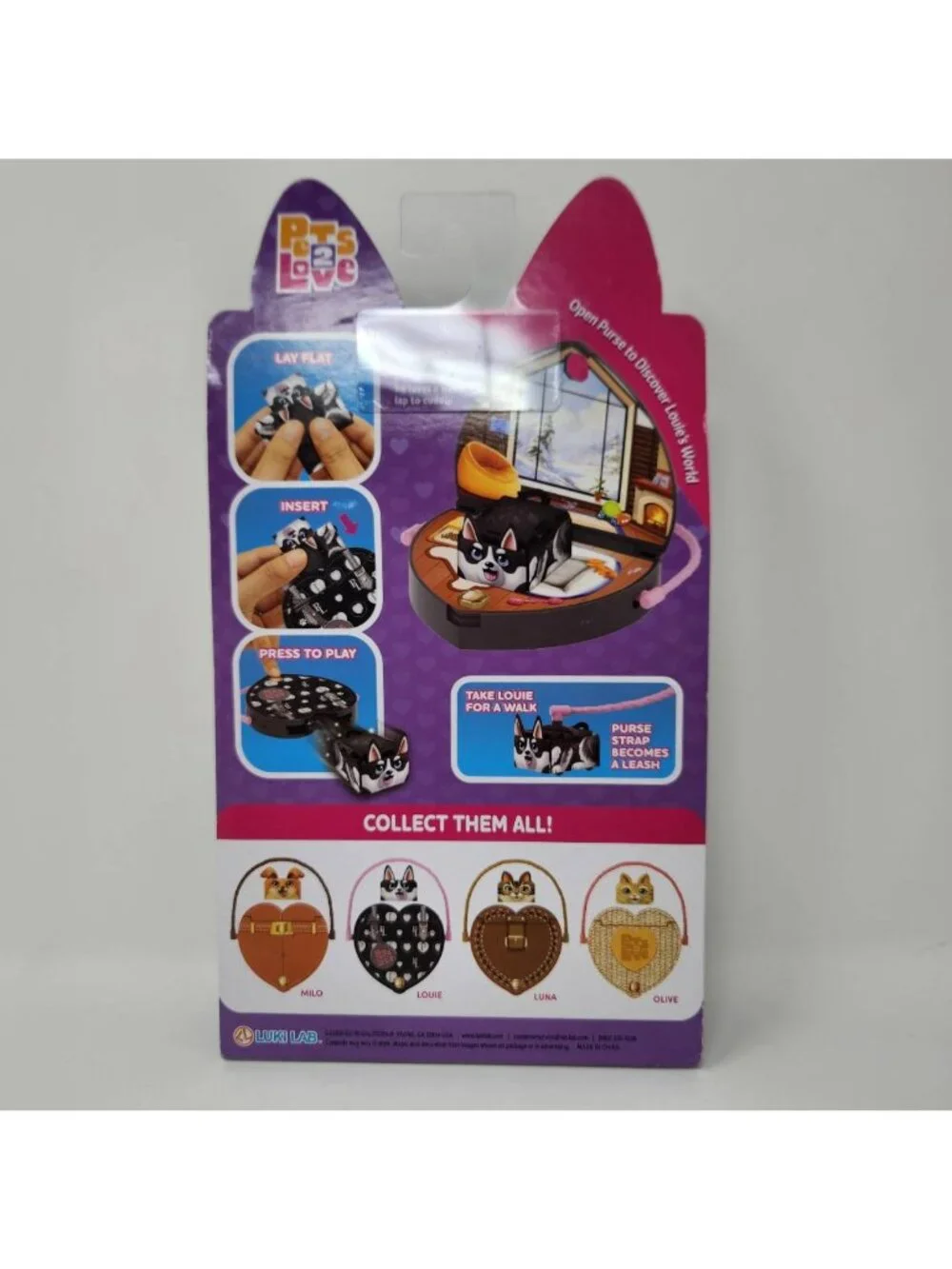 Pets 2 Love Louie the Dog Toy Pet with Heart-Shaped Animal Purse, Sealed
